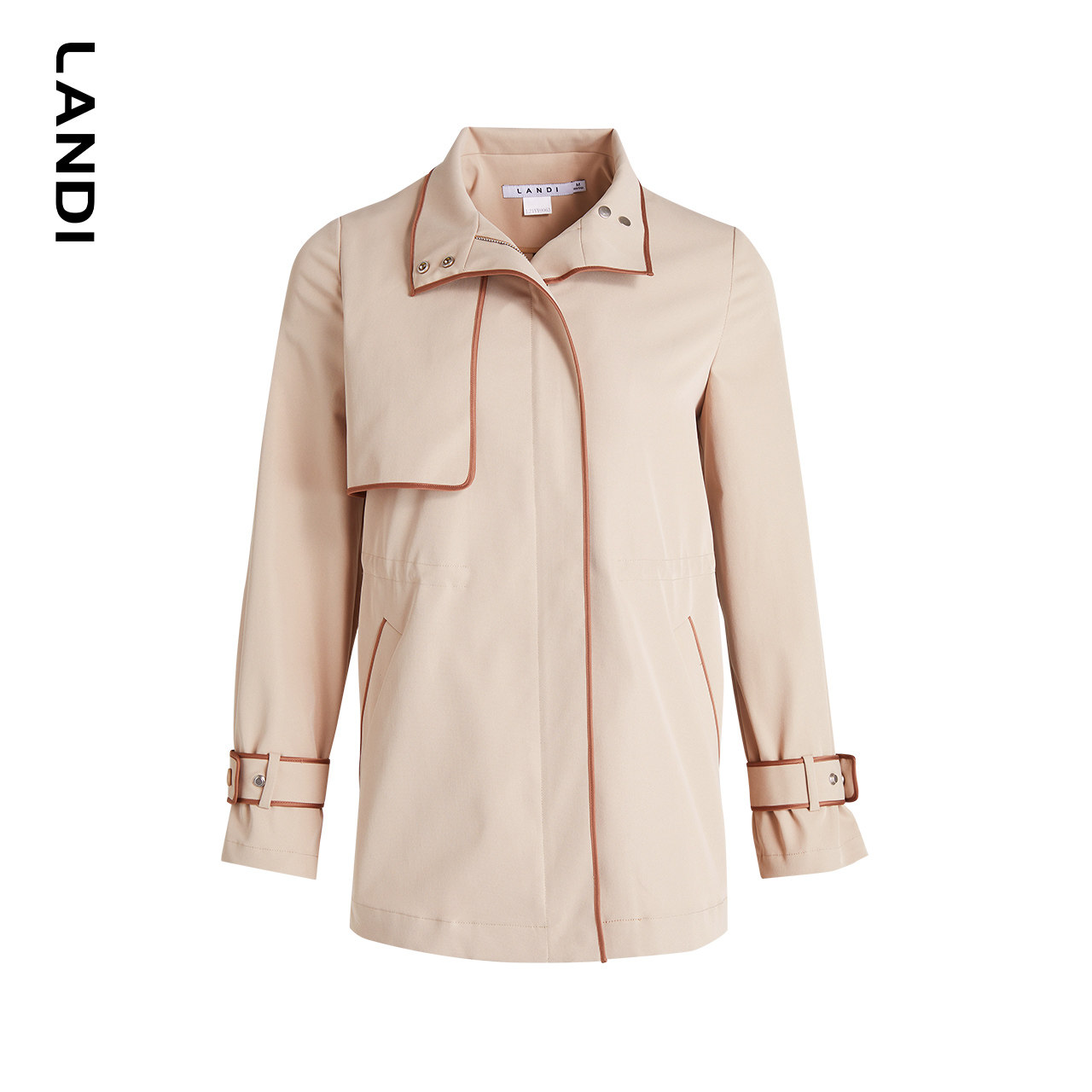landi蓝地2022年秋季新款撞色牙边连风衣拉链长袖风衣