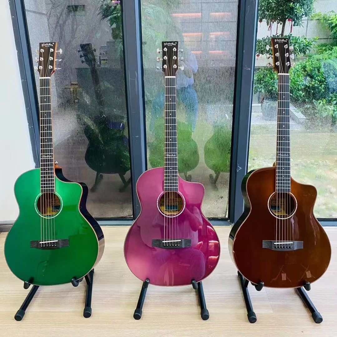 弗莱契尔fletcher39寸民谣吉他单板初学者学生用渐变色吉他民谣吉他