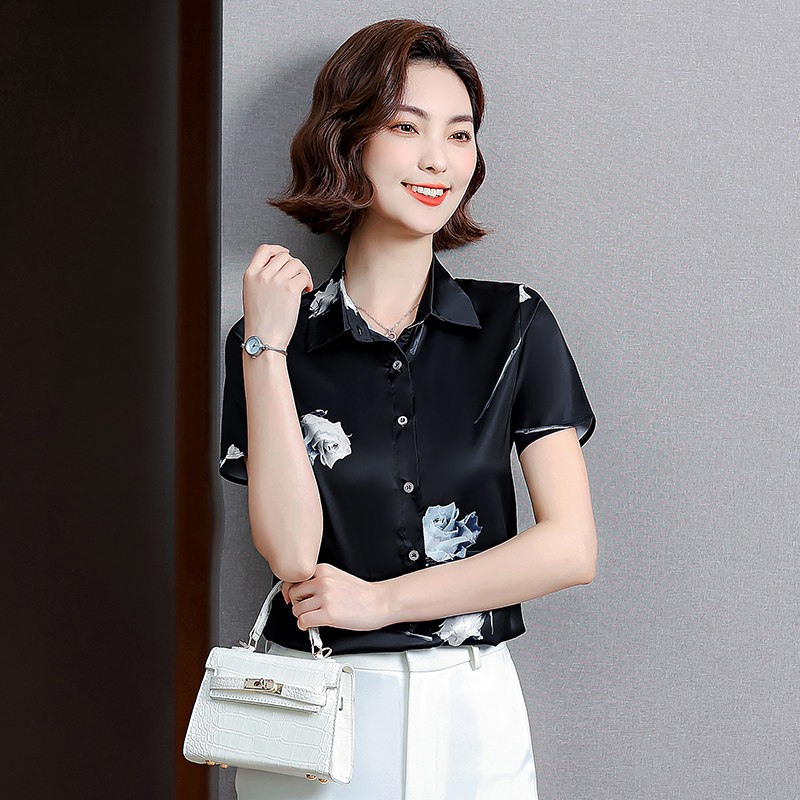 正品哥弟新款女装2021夏季薄轻复古碎花洋气衬衫