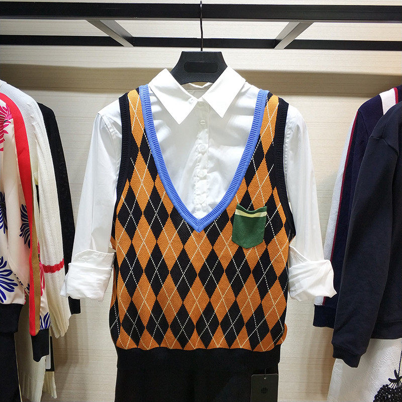 正品哥弟新款女装官网2021春装百搭格子无袖背心吊带