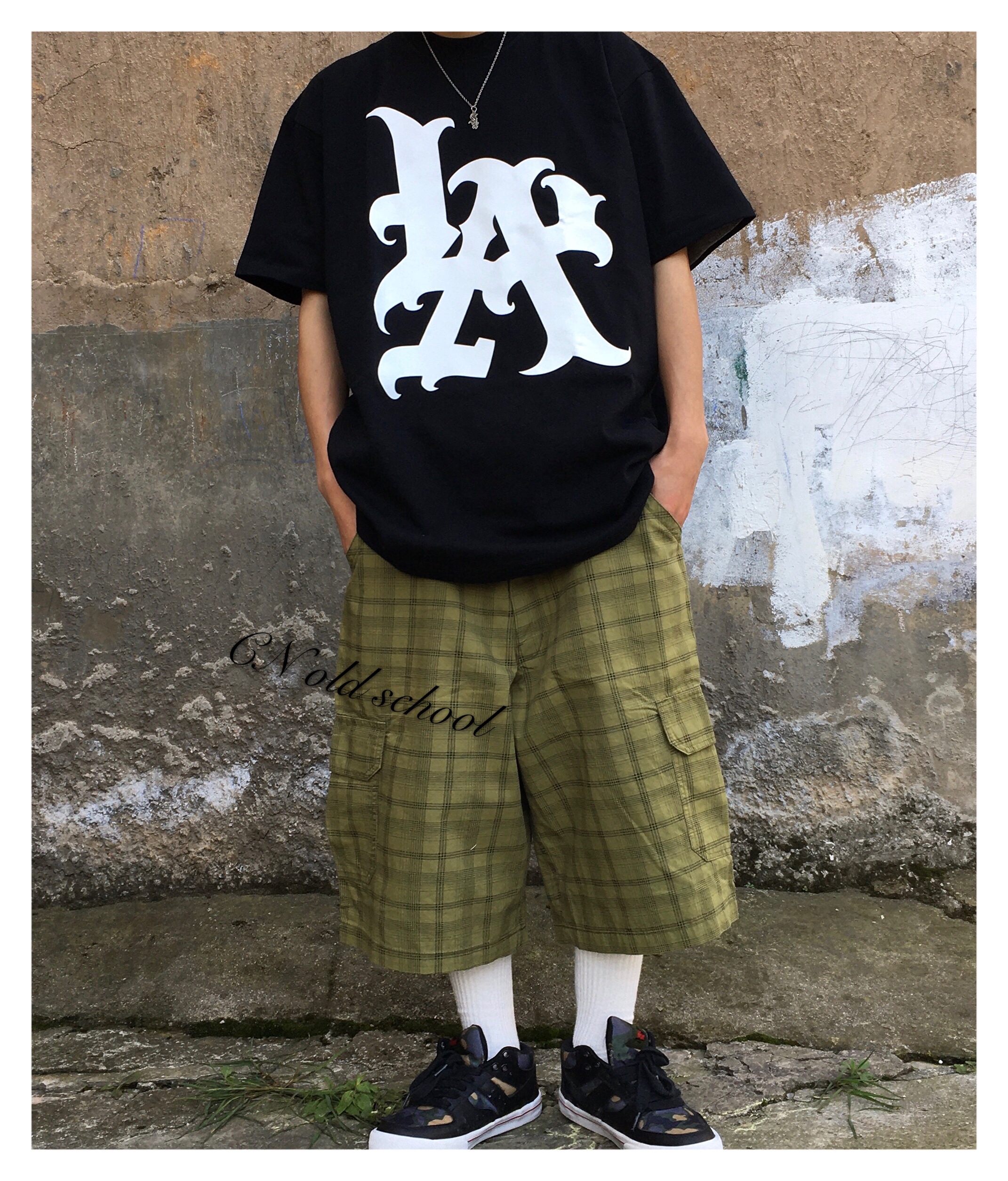 oldschool西海岸hiphop匪帮chicano大码bboy道奇la领口t恤