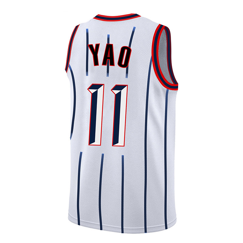 定制火箭11号yao新秀白大姚明复古篮球服
