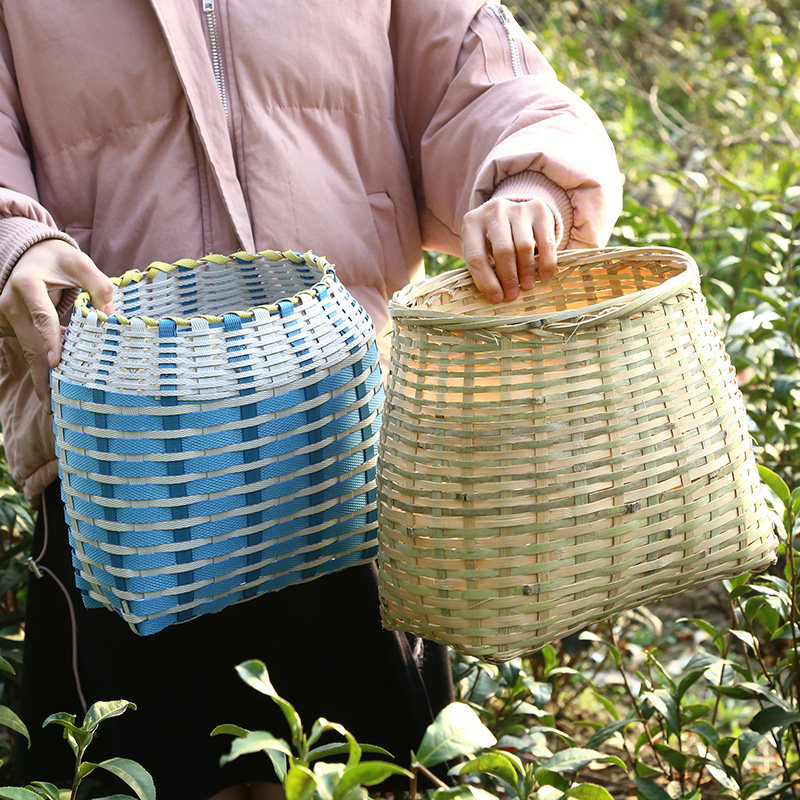 竹编采茶手工竹篓背篓茶叶塑料竹筐筐采茶竹竹编