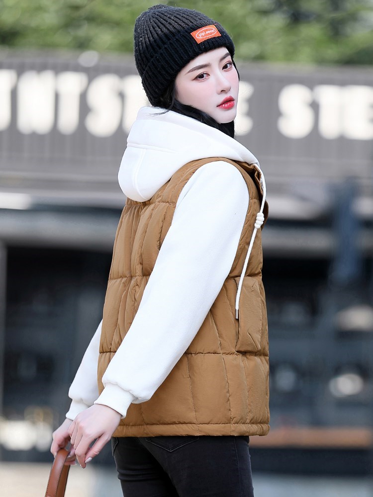 羽绒服2022年秋冬季女装短款两件羽绒褂子连帽卫衣羽绒服