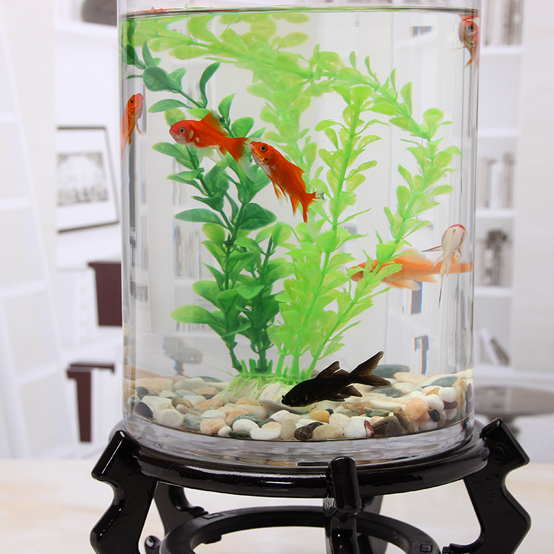透明圆形玻璃金鱼缸乌龟缸家用客厅小型圆柱形超白生态造景小鱼缸