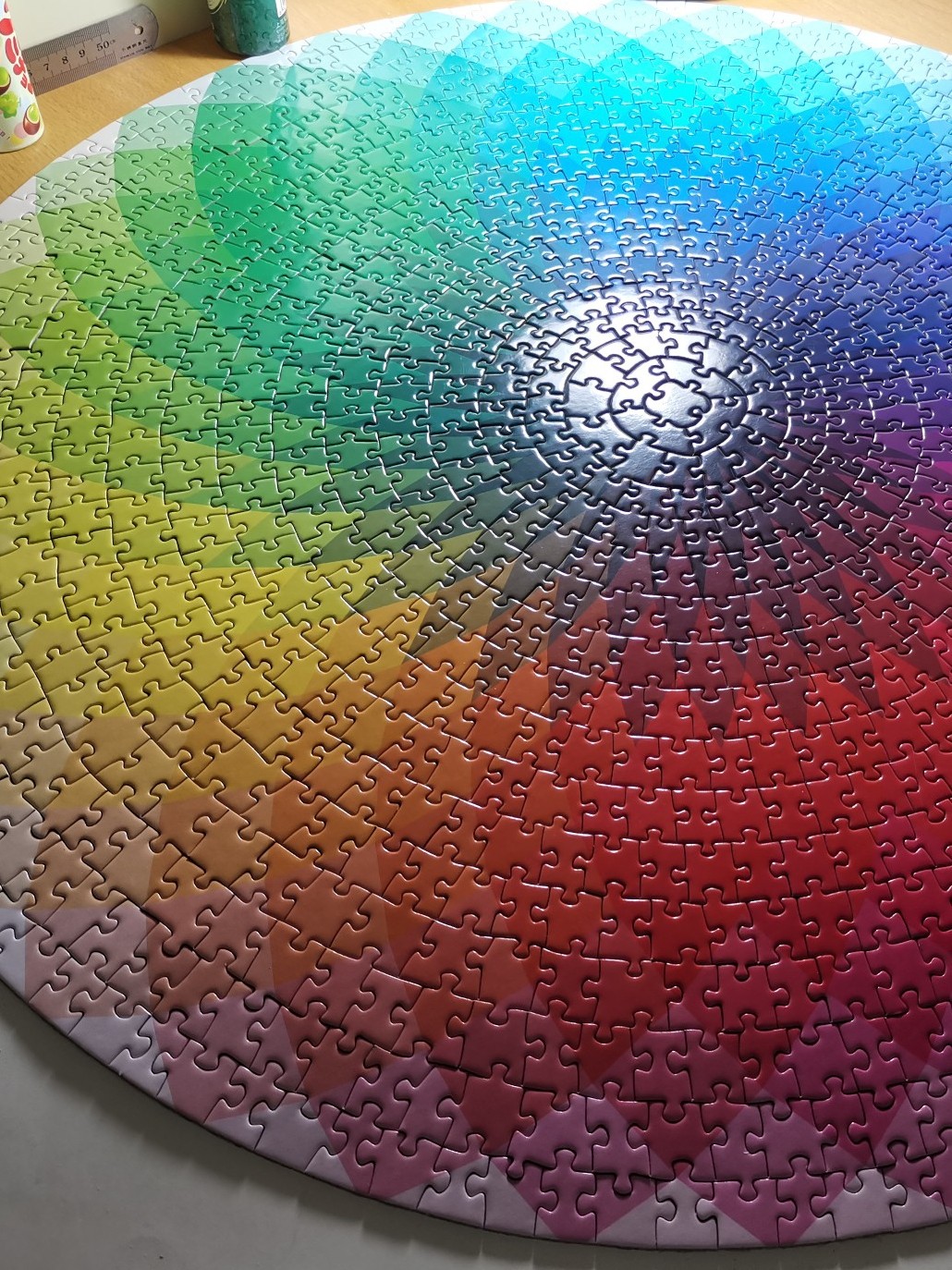 成年地狱彩虹彩色渐变拼图圆形男女女孩木质拼图