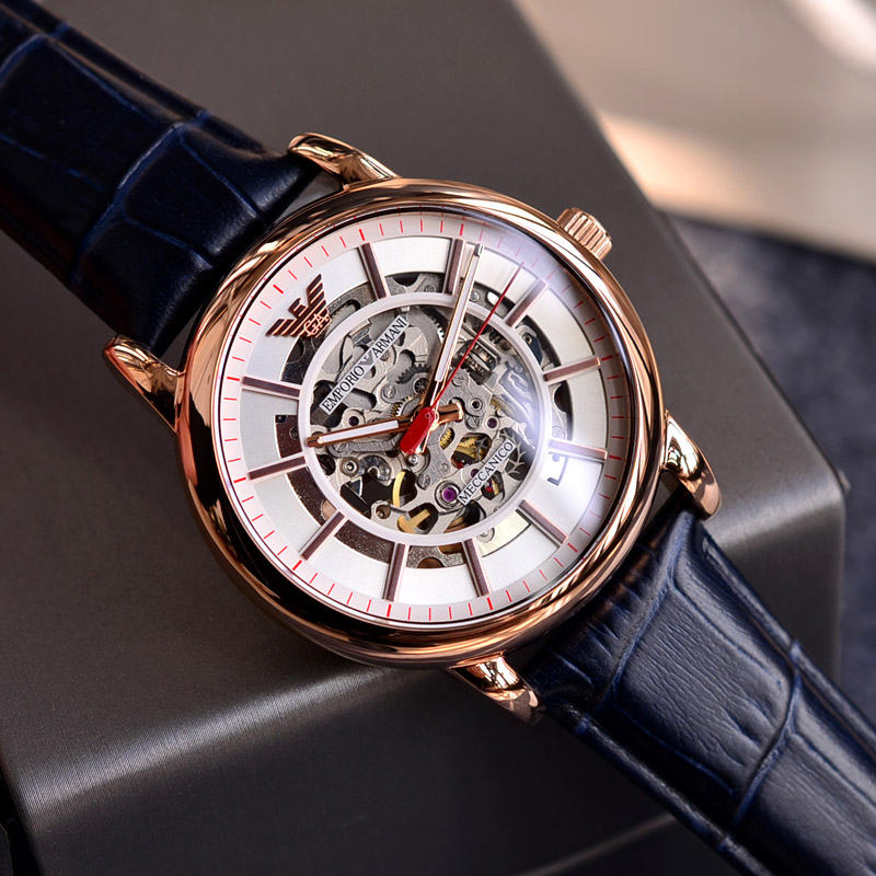 正品代购Armani阿玛尼全自动机械皮带镂空腕表时尚男士手表男表潮