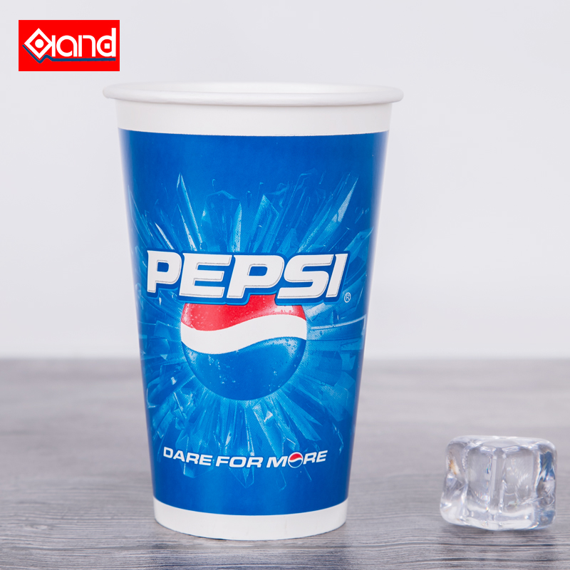 百事可乐纸杯一次性可乐杯400ml500可口可乐冷饮料杯子1000只带盖