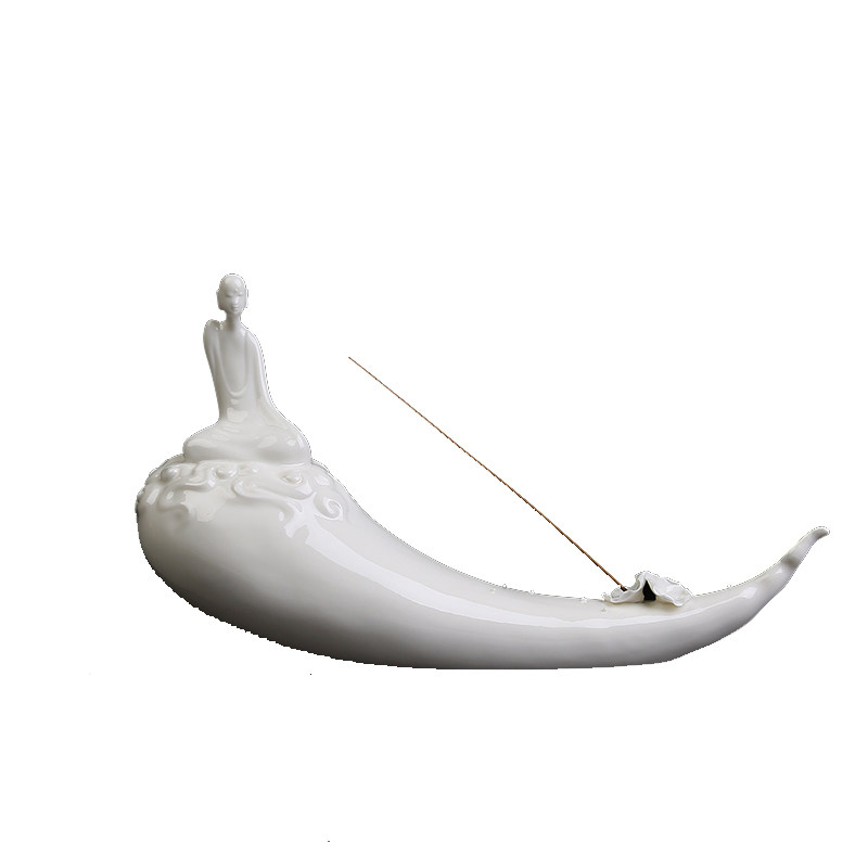 凝雅瓷都德化瓷雕林彬彬云水心香插香雕塑摆件摆件