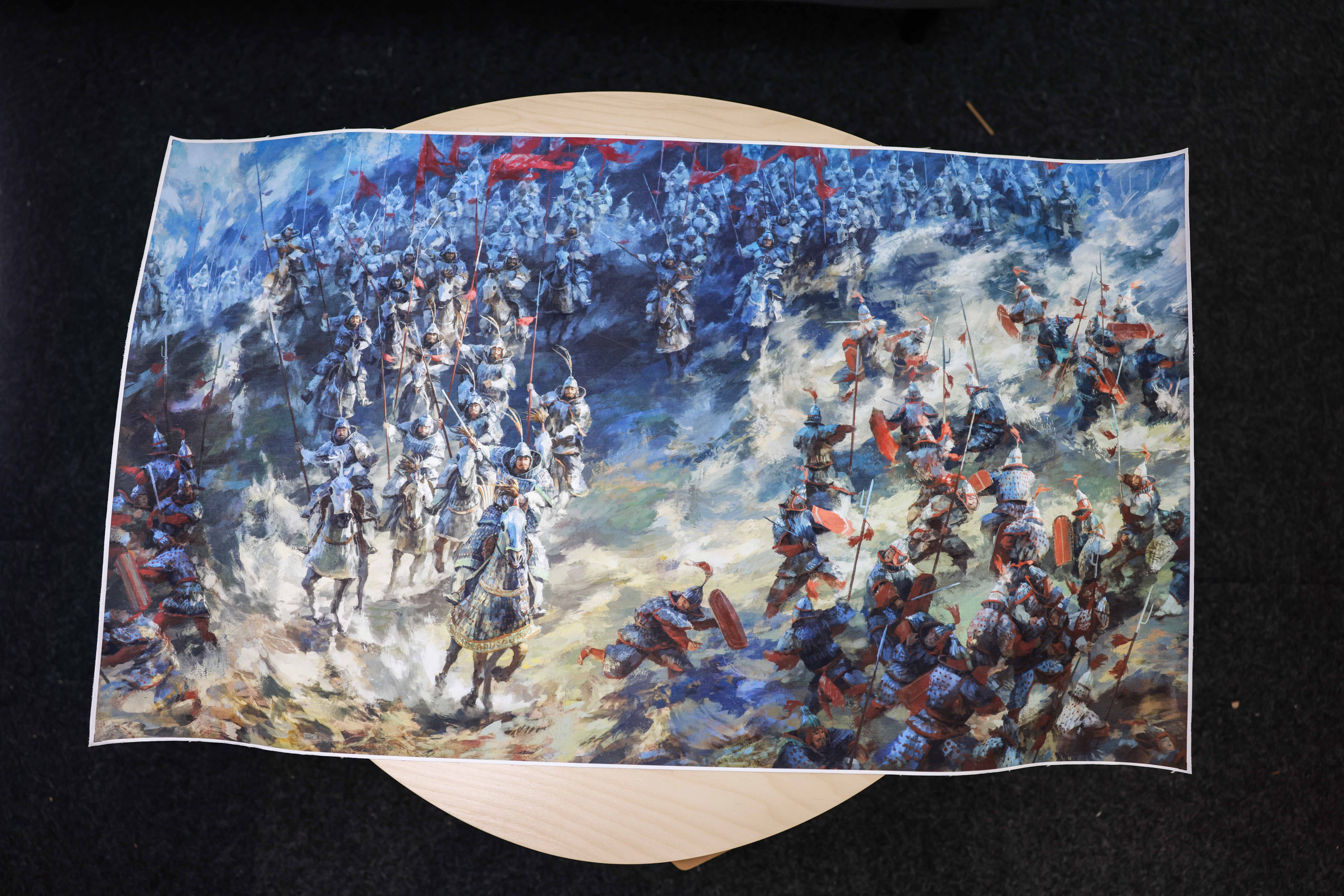 油画安州南北朝陈庆之北伐复古装饰画无框印刷长方形现代装饰画