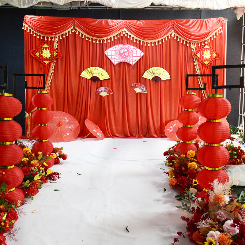 婚礼新款背景纱幔婚庆道具中式布幔帷幔舞台节庆布艺用品