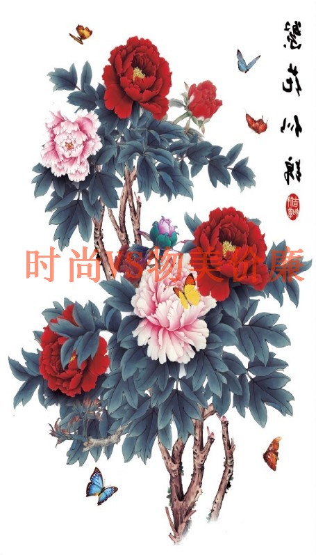 纹身原创国画牡丹花防水贴纸女款满背刺青18包身体彩妆