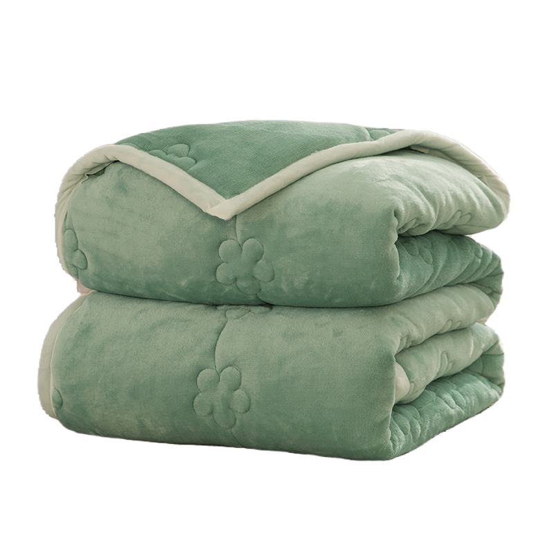 无印良品冬季珊瑚瑚绒夹棉毛毯被子加厚冬天法兰绒休闲毯