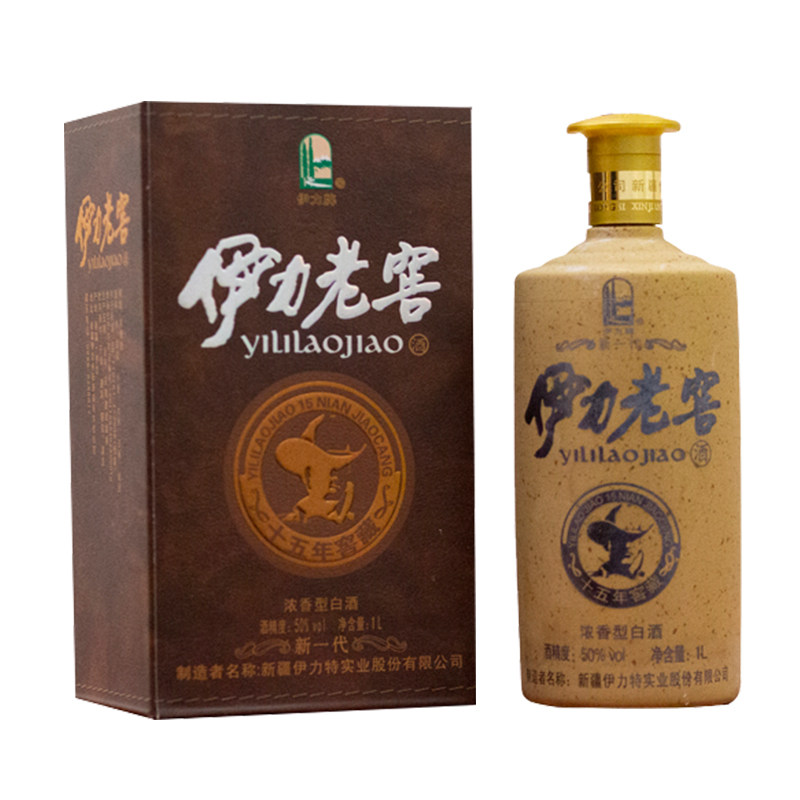 新疆特产伊犁伊力老窖15年十五年伊力特窖藏1000ml浓香型白酒瓶装