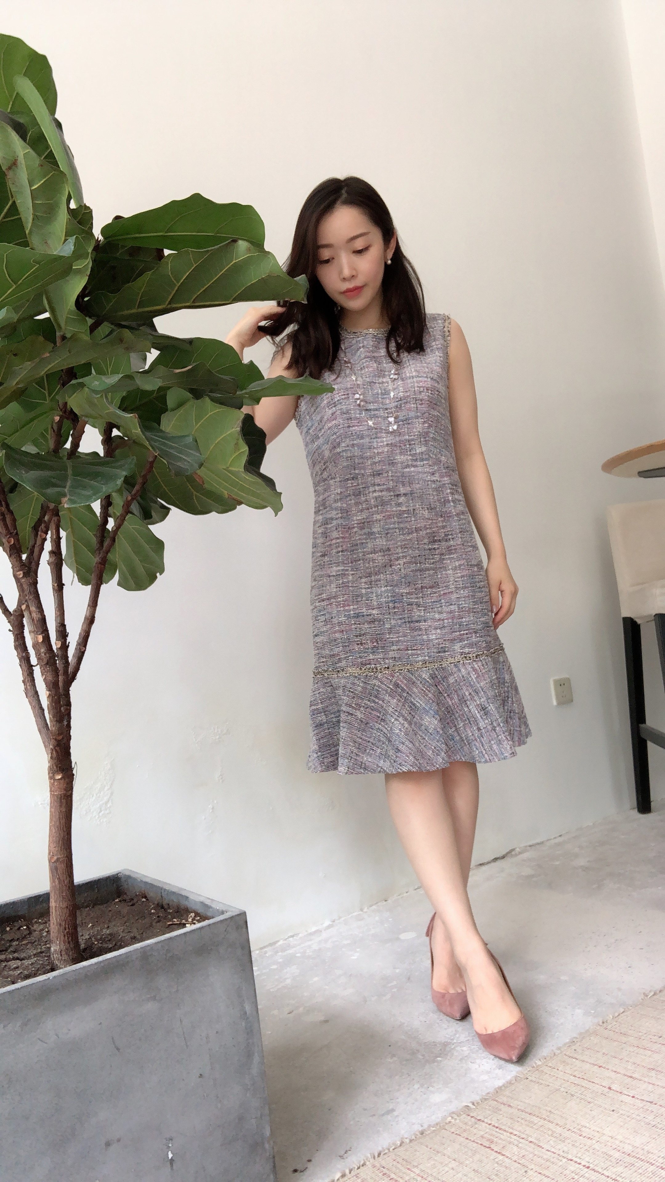 sense神思miyo鲍美瑶同款香风舒适弹力连衣裙