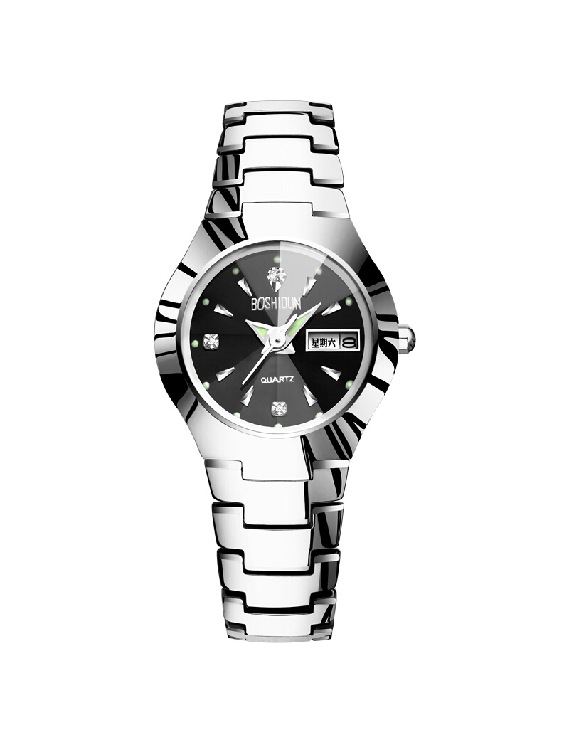 手表博仕顿女生时尚精品腕表钨钢日历国产腕表