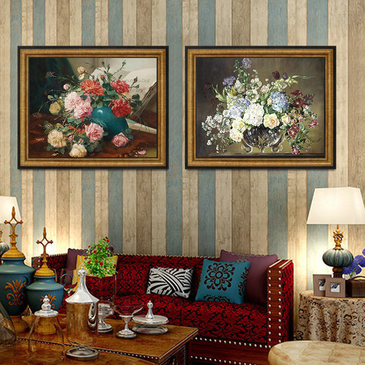 美式乡村客厅装饰画欧美复古沙发背景挂画玄关现代装饰画
