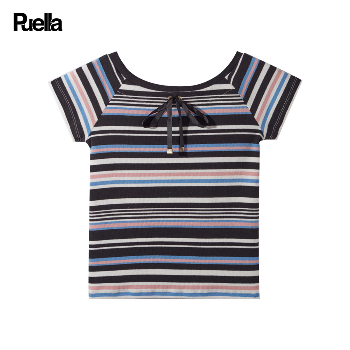 puella拉夏贝尔旗下短袖小衫女2020夏季新款港风条纹t恤