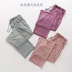 莫代尔睡裤女长裤纯棉日系大码春秋夏季薄款休闲宽松条纹家居裤 莫代尔睡裤女长裤纯棉日系大码春秋夏季薄款休闲宽松条纹家居裤