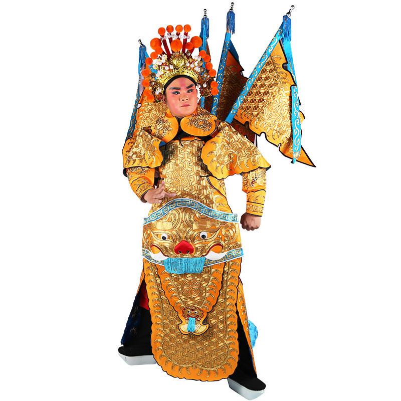男大戏曲京剧戏剧服装武生武将将军戏装大缎民族服装