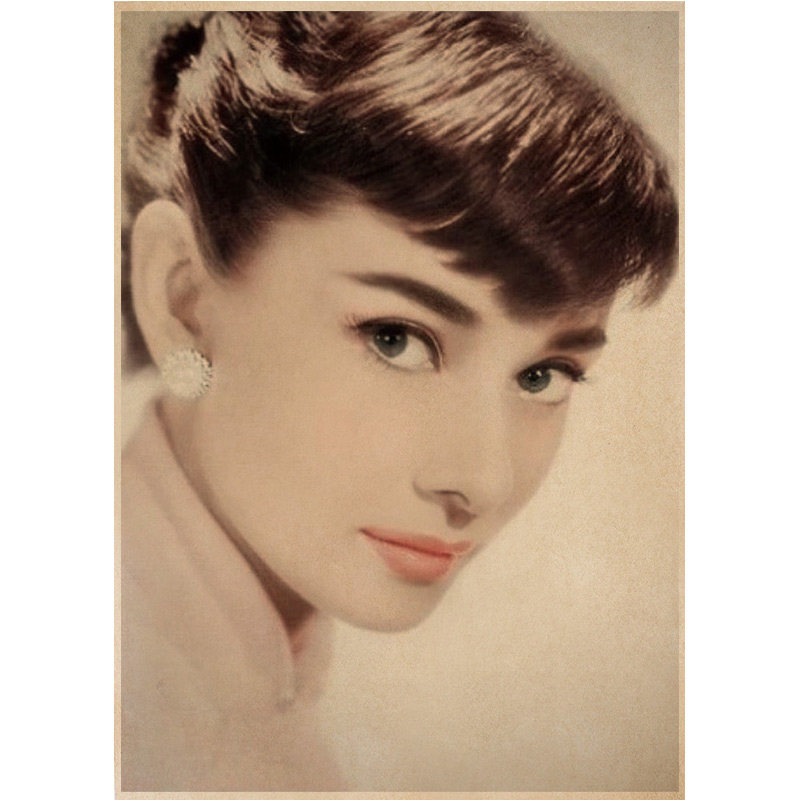 赫本罗马假日欧美电影女明星怀旧海报服装店奶茶茶店客厅现代装饰画