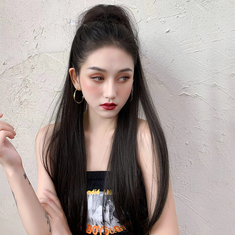 马尾假发长直高马尾超轻长发自然气质超长抓夹马尾