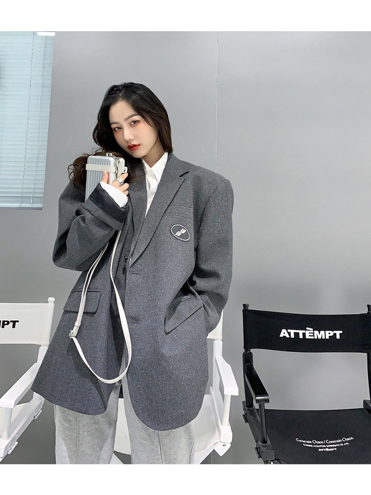 we11done西装外套女高高级定制春秋oversize黑色灰色西装