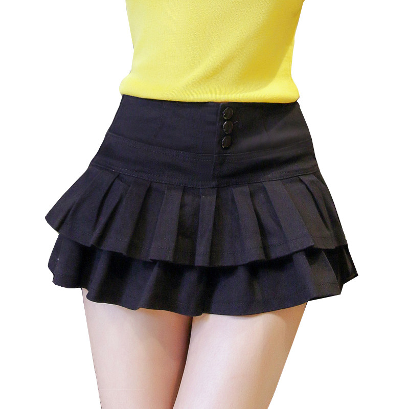 2020秋冬新款高腰牛仔荷叶边裙裤女防走光迷你超短裙蓬蓬裙蛋糕裙