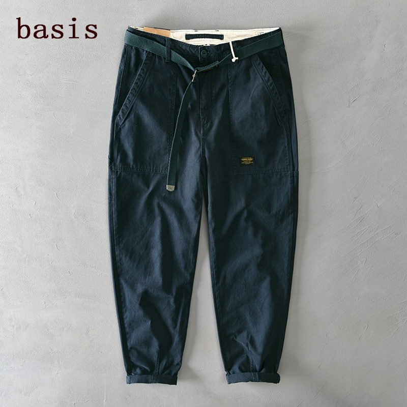 阔腿小脚裤百搭工装裤男复古宽松直筒日系美式阿美咔叽休闲长裤子