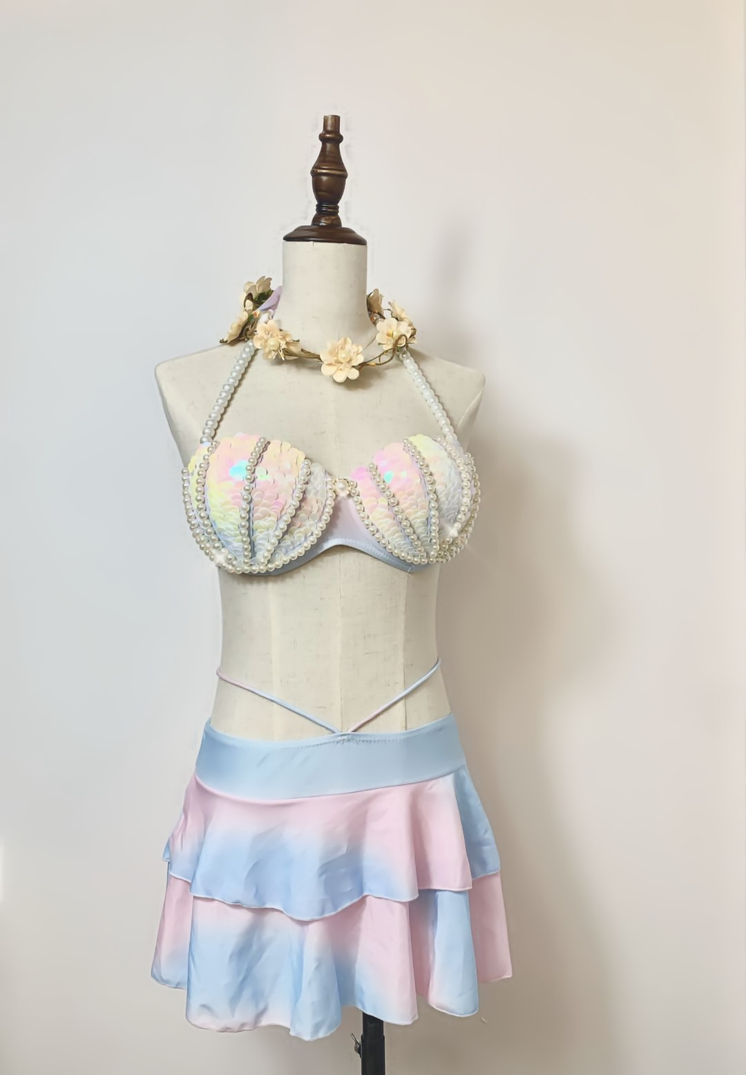 美人鱼bra人鱼亮片胸衣自由比基尼海洋馆演出服电音比基尼