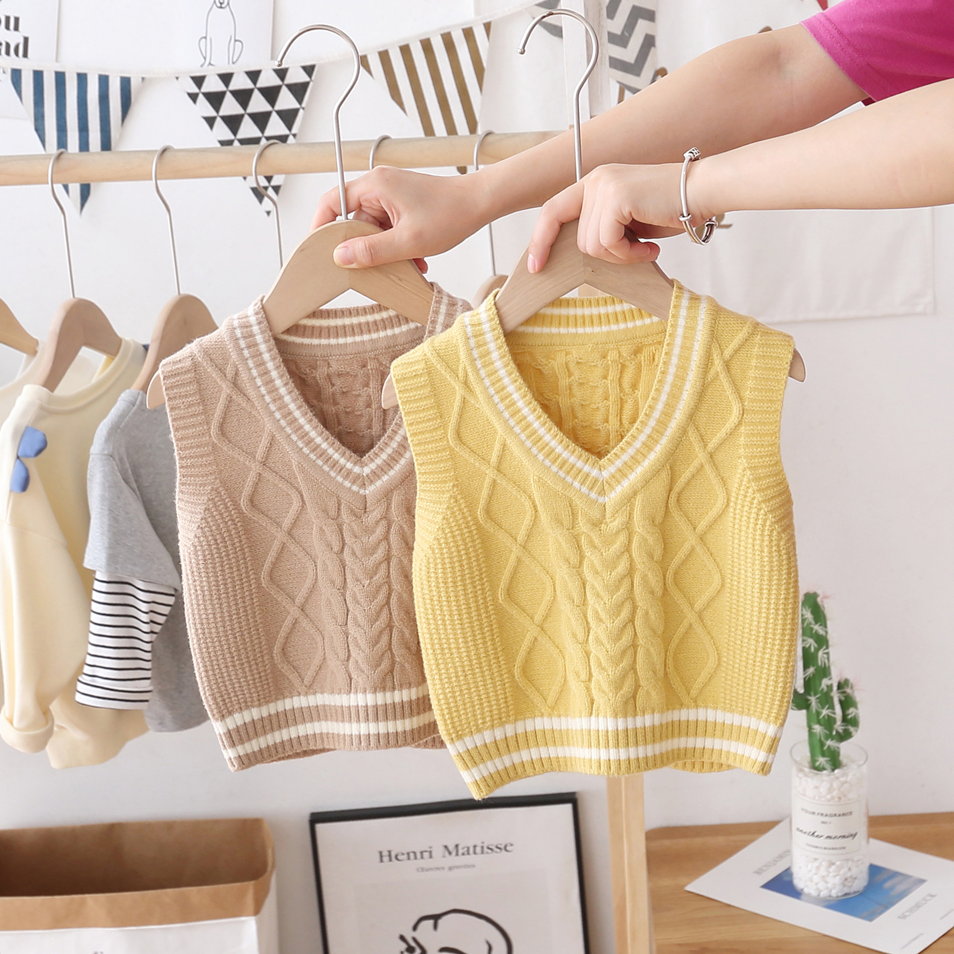 男童针织背心2021秋装新款韩版婴儿童套头毛衣马甲