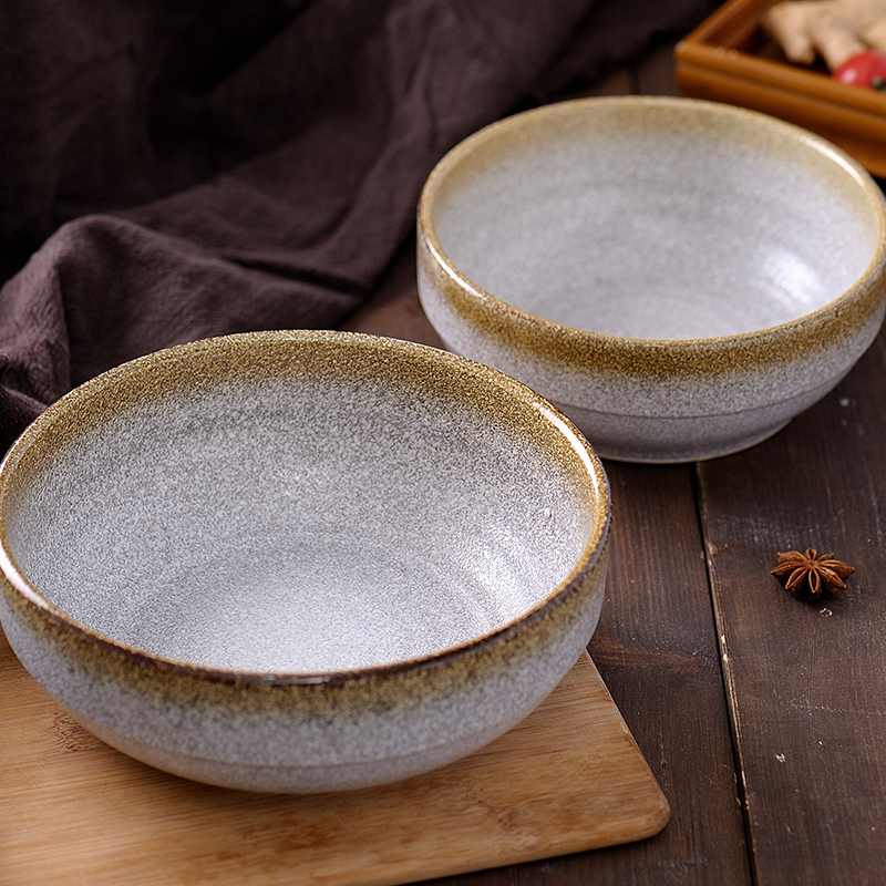 复古老式陶瓷大碗8寸汤碗瓷碗餐厅商用土碗怀旧牛肉面碗专用饭店