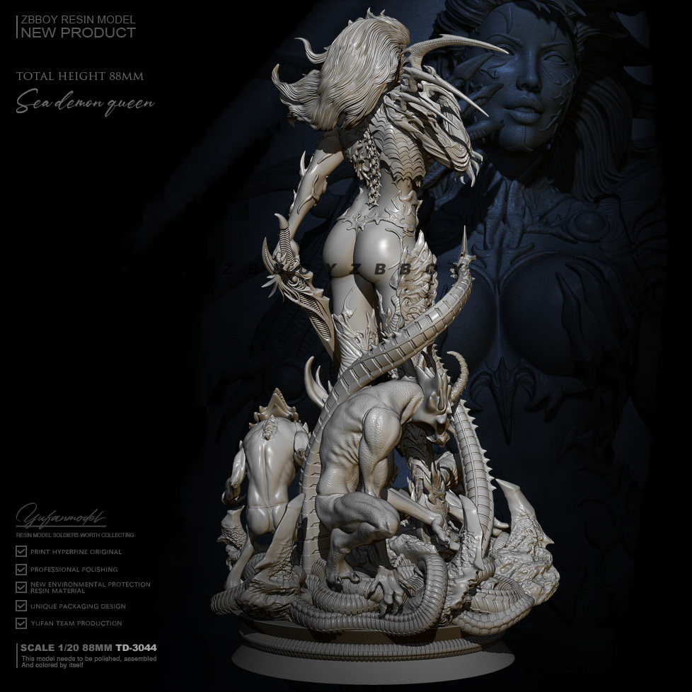 88mmzbboy监制魔女女王树脂手办女兵兵人白模兵人专区