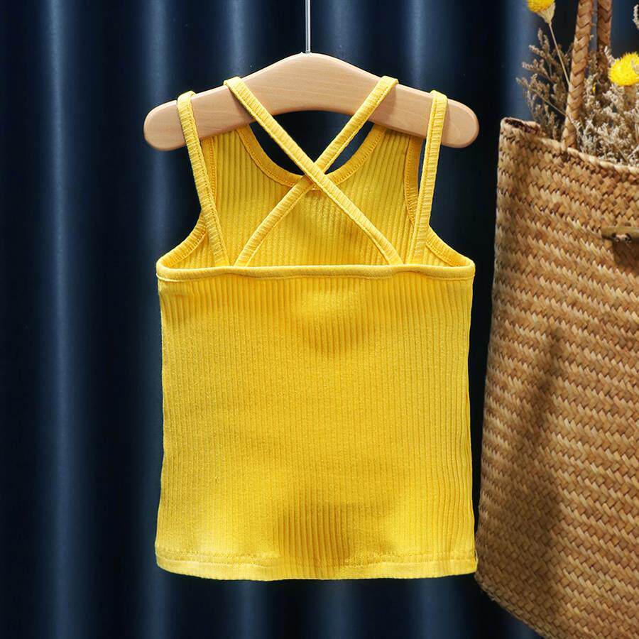 中小小童纯色露背儿童背心上衣童装2020女童背心吊带