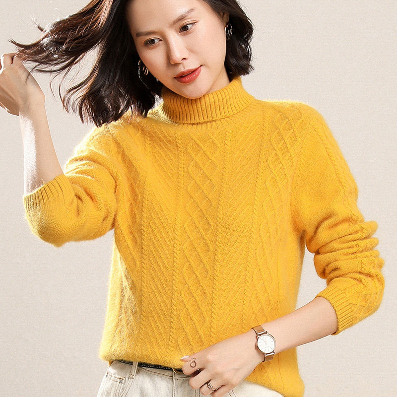 2020羊绒毛衣针织衫加厚时尚高领短款衫女套貂绒毛针织衫