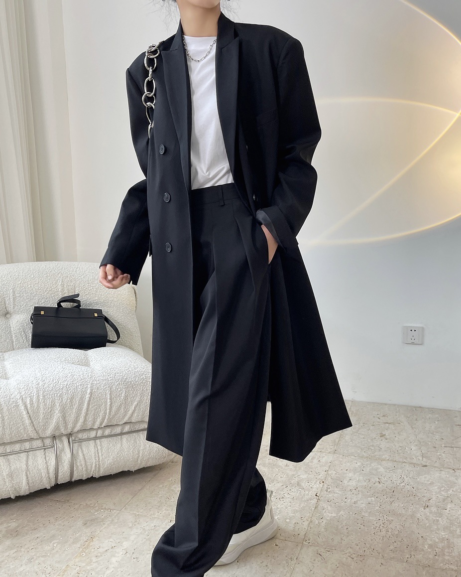 西装风衣春季新款欧美ins时髦宽肩挺阔双排风衣