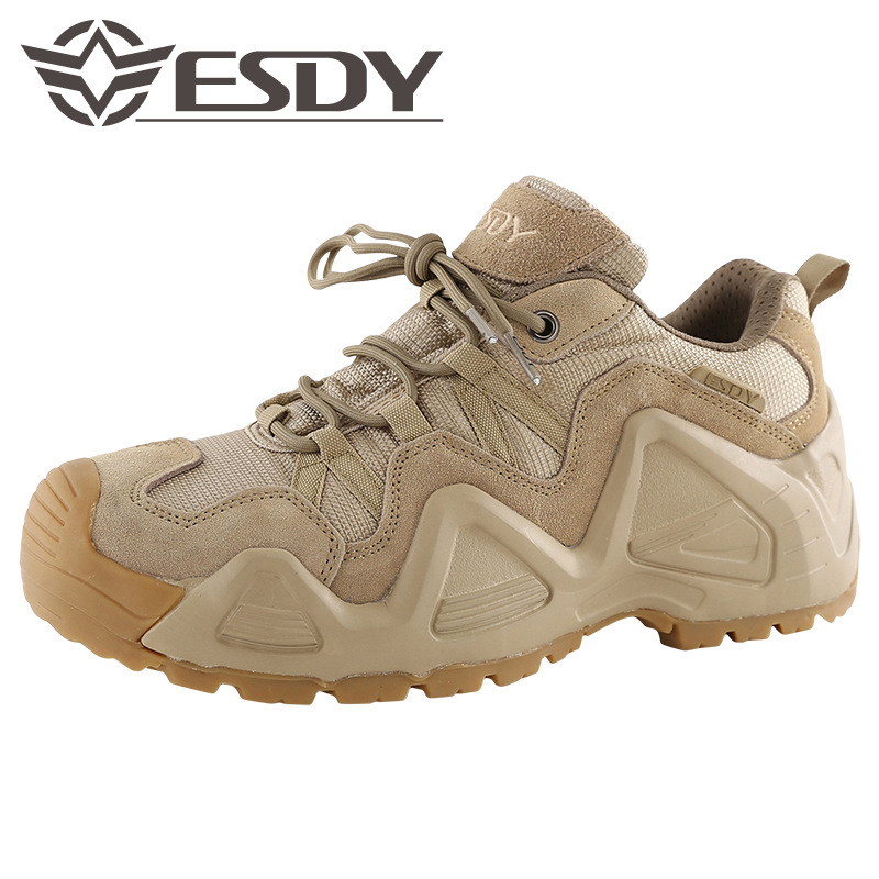 ESDY正品春秋户外CS爬山低帮作战靴 透气缓震耐磨防滑纯色登山鞋