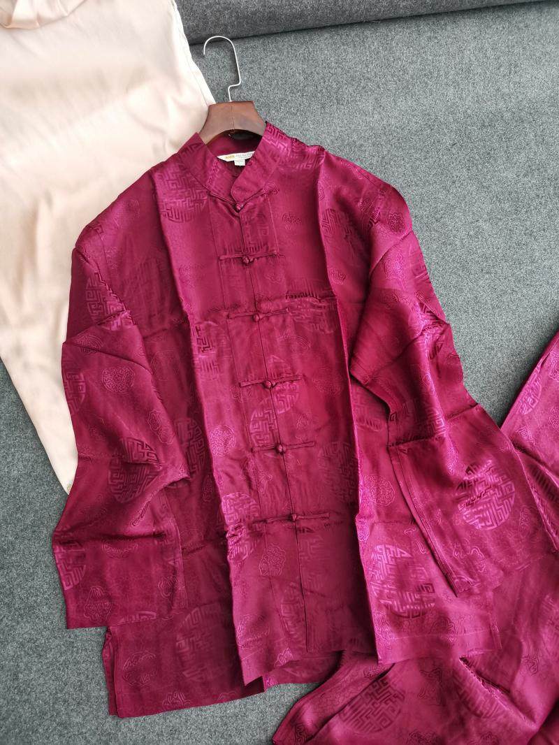 中式式禅意真丝男装丝绸混纺盘扣立领唐装长袖唐装