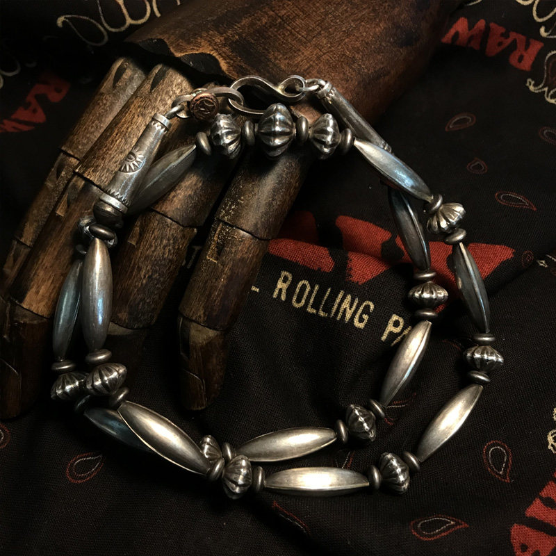 mezen手工s950纯银珠串欧美印第安纳瓦霍流行个性项链