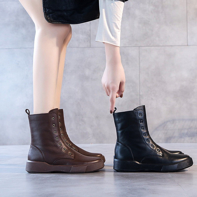港风ulzzang真皮短靴切尔西2020新款女靴靴子中跟时装靴