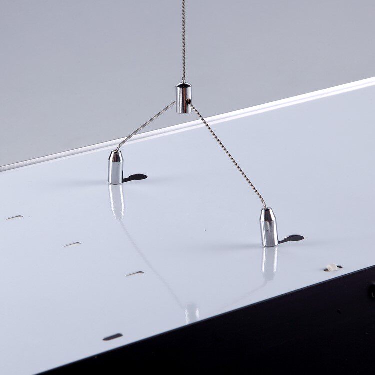 林格豪木纹办公室照明长条吸顶鱼线吊灯led实木吊灯