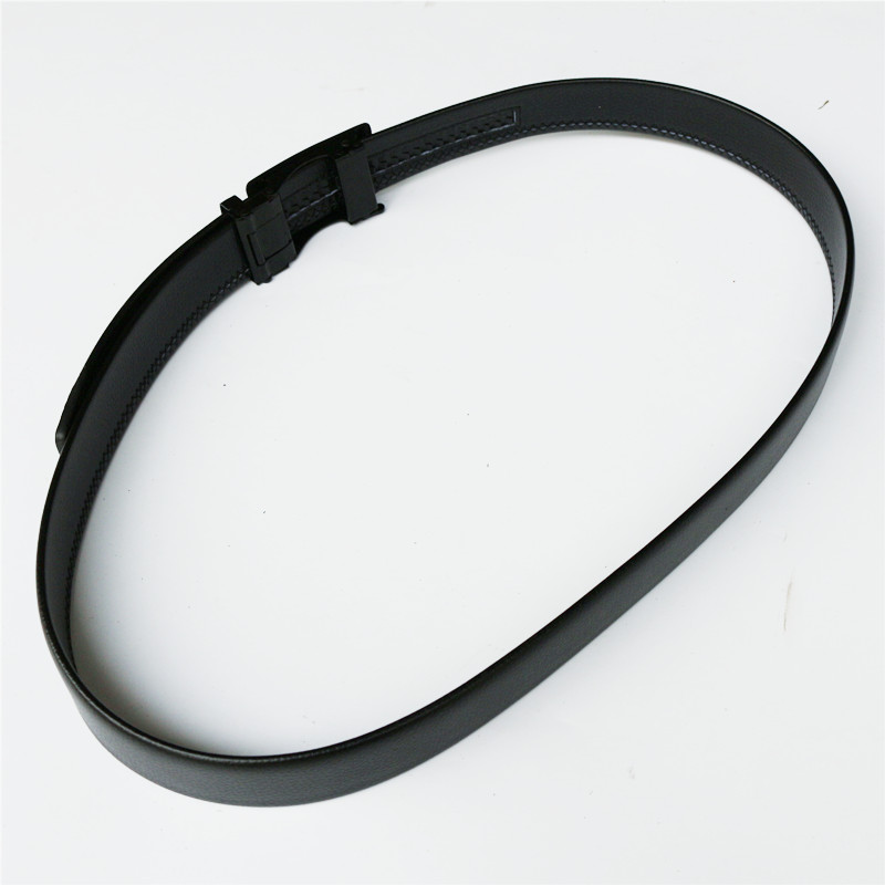 黑色皮带厘米鱼头弹簧自动工作腰带黑色素素色腰带