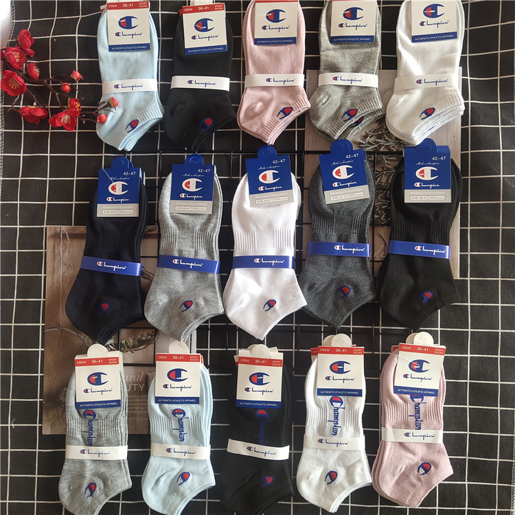 10双19元四季袜子运动休闲低帮船袜冠军champion纯色短袜潮袜浅口