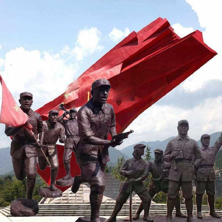 卡通小红红军雕塑定制玻璃钢八路军雕像人物铸铜装饰摆件