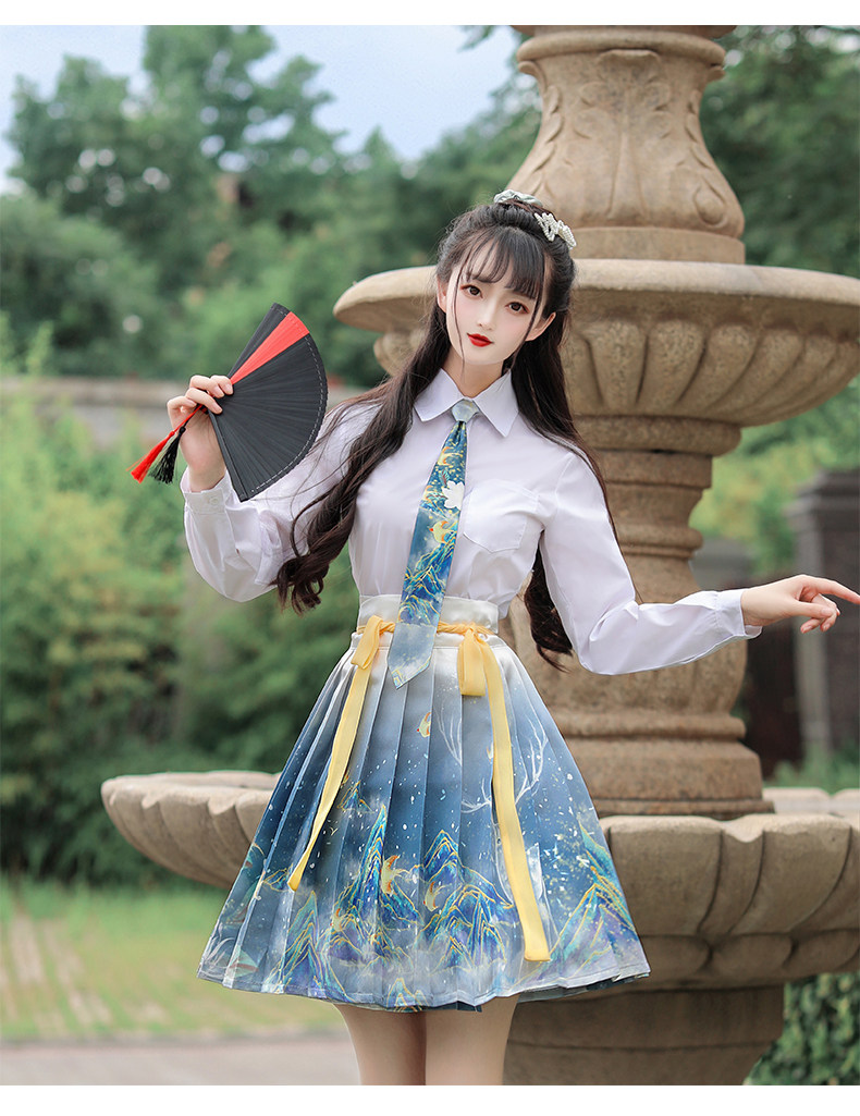 民族风引鹿入梦原创汉服女国风改良汉元素jk衬衫汉服