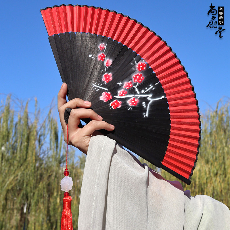舞蹈折扇双面中国国风古风旗袍走秀儿童汉服扇子