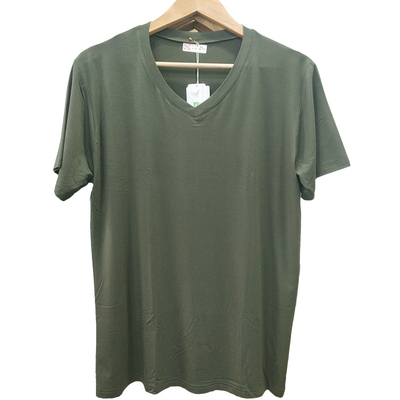 竹纤维圆领薄汗衫30-50岁中老年男士v领t桖大码爸爸宽松短袖上衣