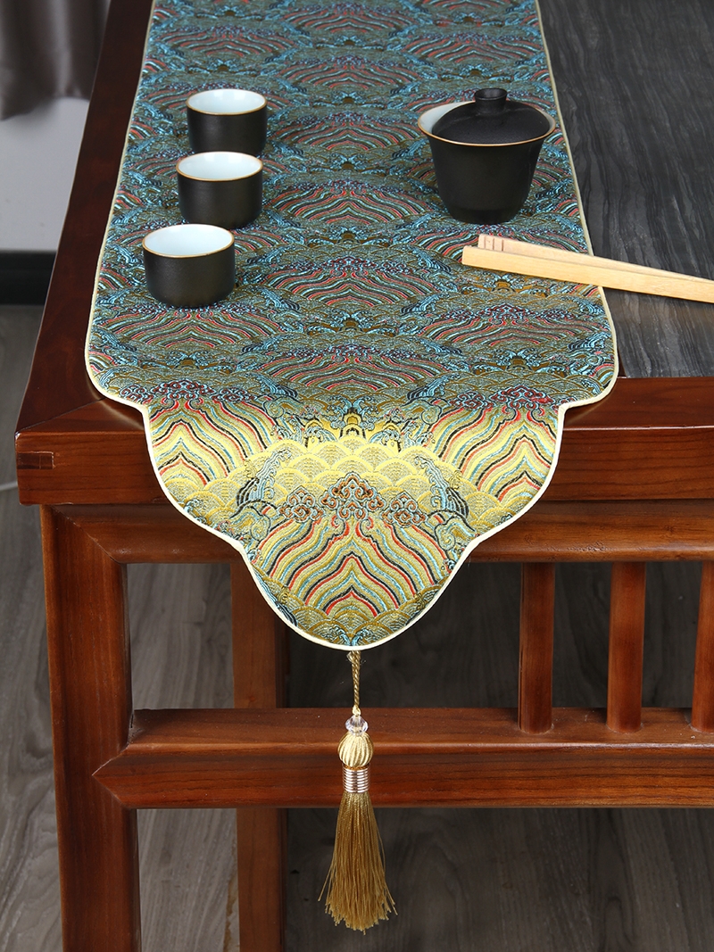 新中式禅意桌旗茶桌桌布中国国风云锦茶台茶席桌旗