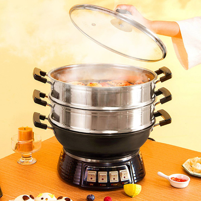 苏泊尔家用炒锅多功能炒菜蒸煮煎炖铸铁不粘一体式蒸笼电热