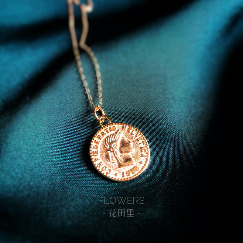 硬币冷淡法式六便士月亮气质风气ins项链设计项链